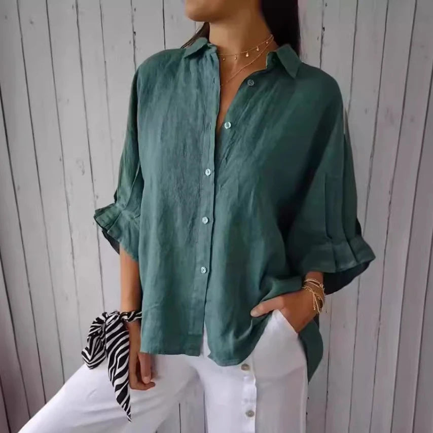 Damska luźna bluzka z bawełny i lnu