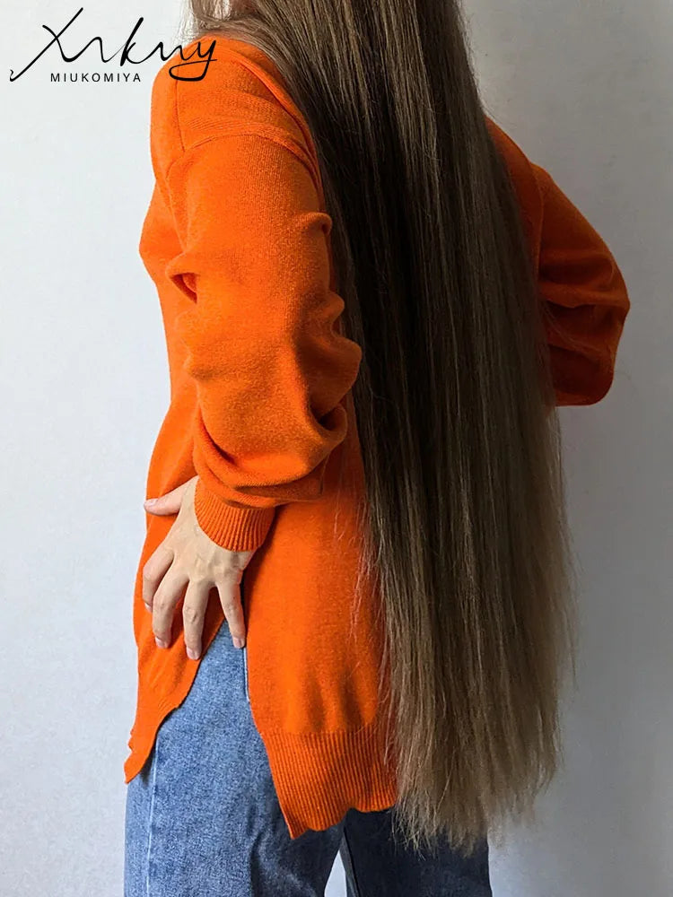 Damski sweter z golfem oversize